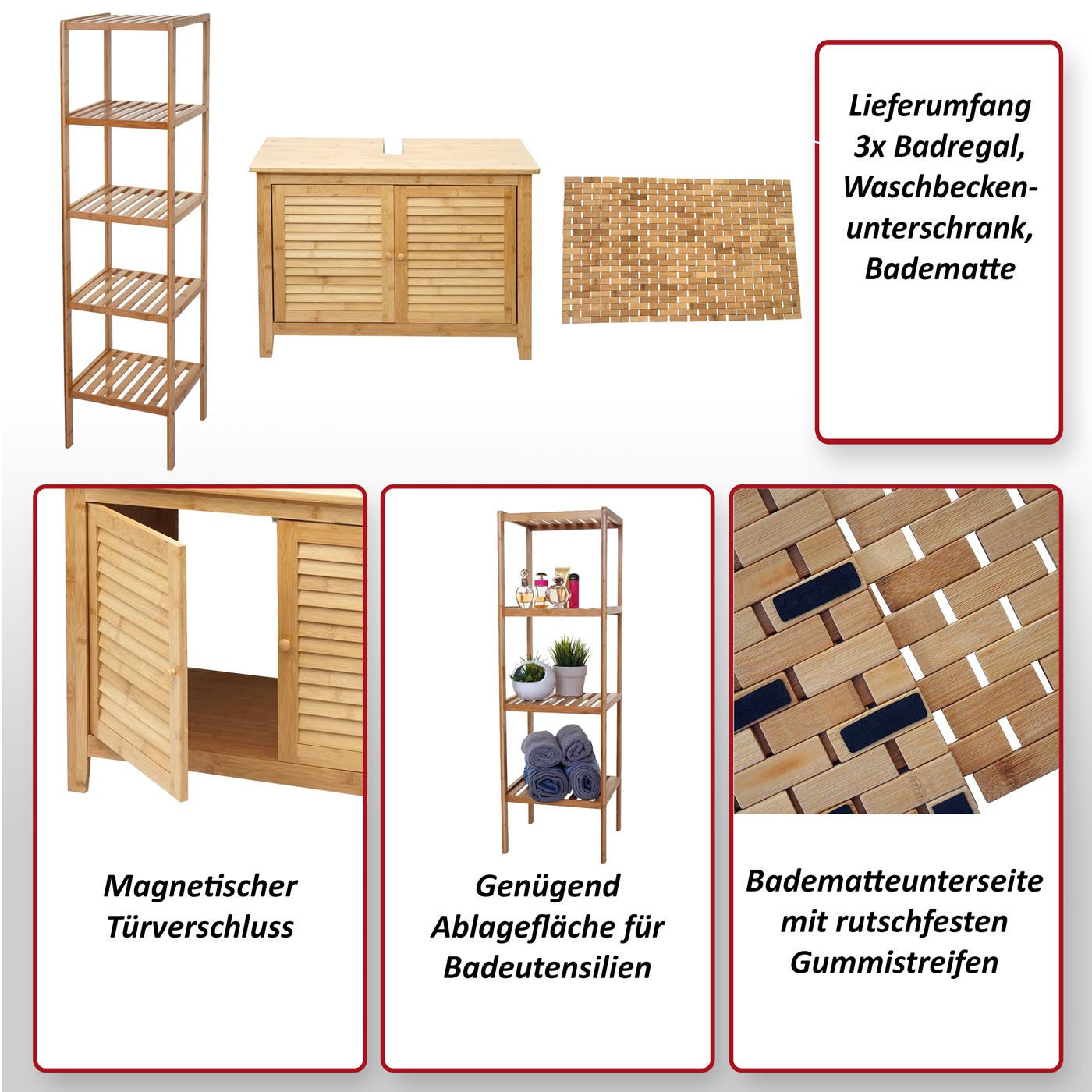 Thumbnail - MCW Badezimmerset, Braun, Holz, 34x140x33 cm, Badezimmer, Badmöbelsets & Badmöbelserien, Badmöbel-Sets