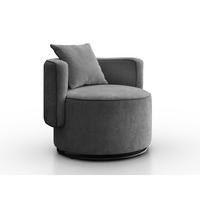 DREHSESSEL Dolce dunkelgrau velour - Dunkelgrau/Schwarz, Textil (90/83/90cm) - Beautysofa