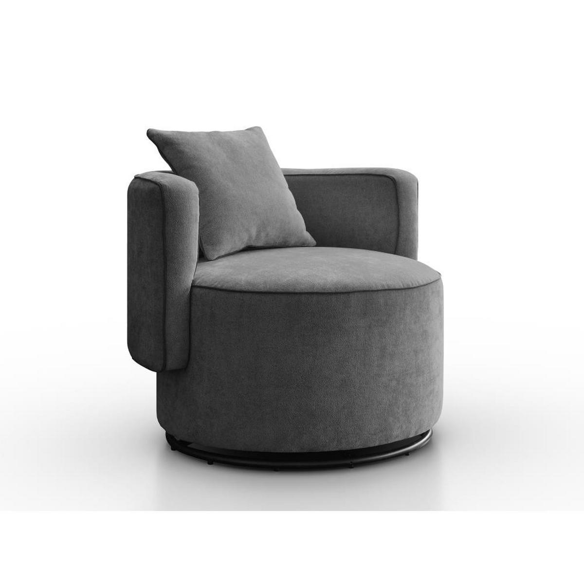 DREHSESSEL Dolce dunkelgrau velour - Dunkelgrau/Schwarz, Textil (90/83/90cm) - Beautysofa