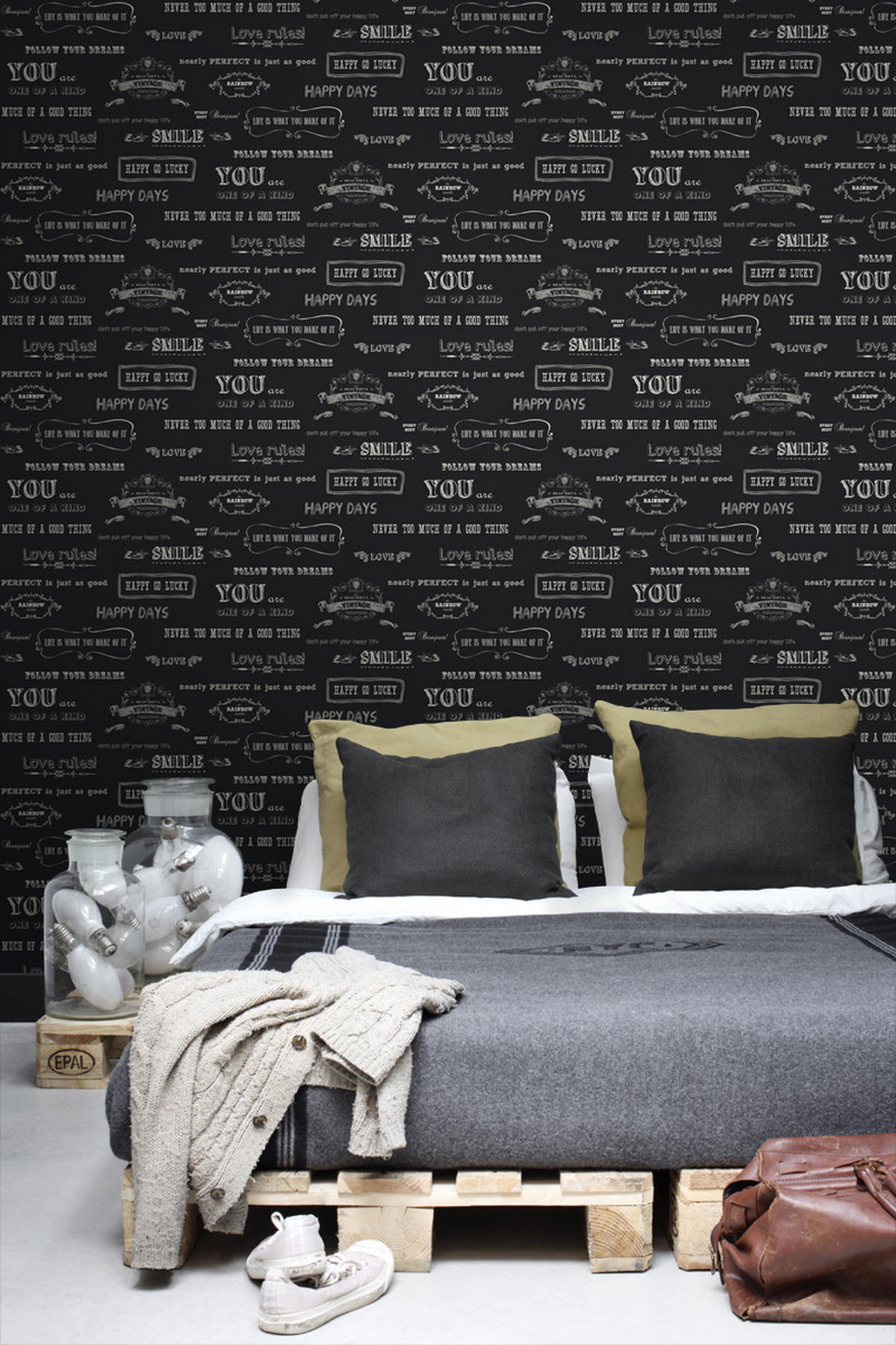TAPETE Kreidetafel-Sprüche 53 cm x 10.05 m - Schwarz, Papier (53/1000cm) - ESTAhome