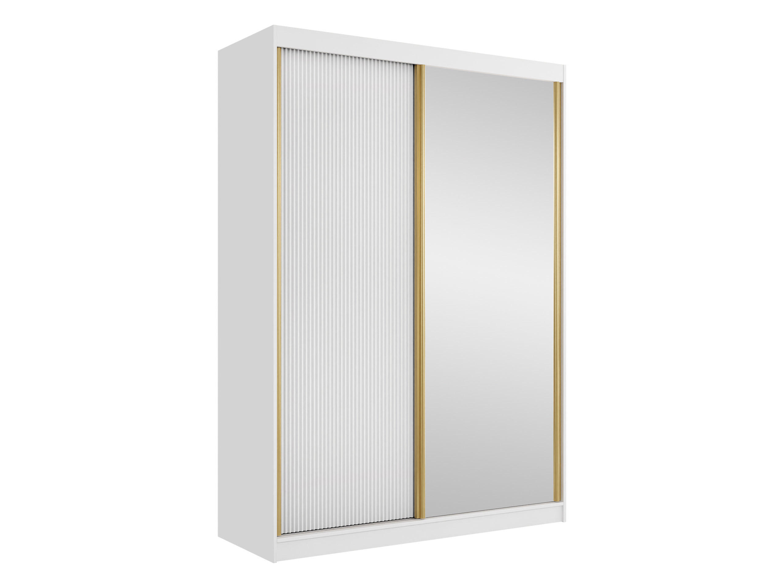 SCHIEBETÜRENSCHRANK Tireno 2D - Goldfarben/Weiß, Holzwerkstoff/Metall (151/216/60cm) - MIRJAN24