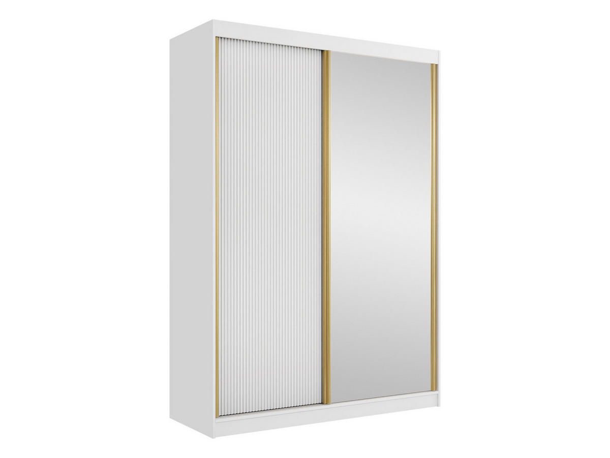 SCHIEBETÜRENSCHRANK Tireno 2D - Goldfarben/Weiß, Holzwerkstoff/Metall (151/216/60cm) - MIRJAN24