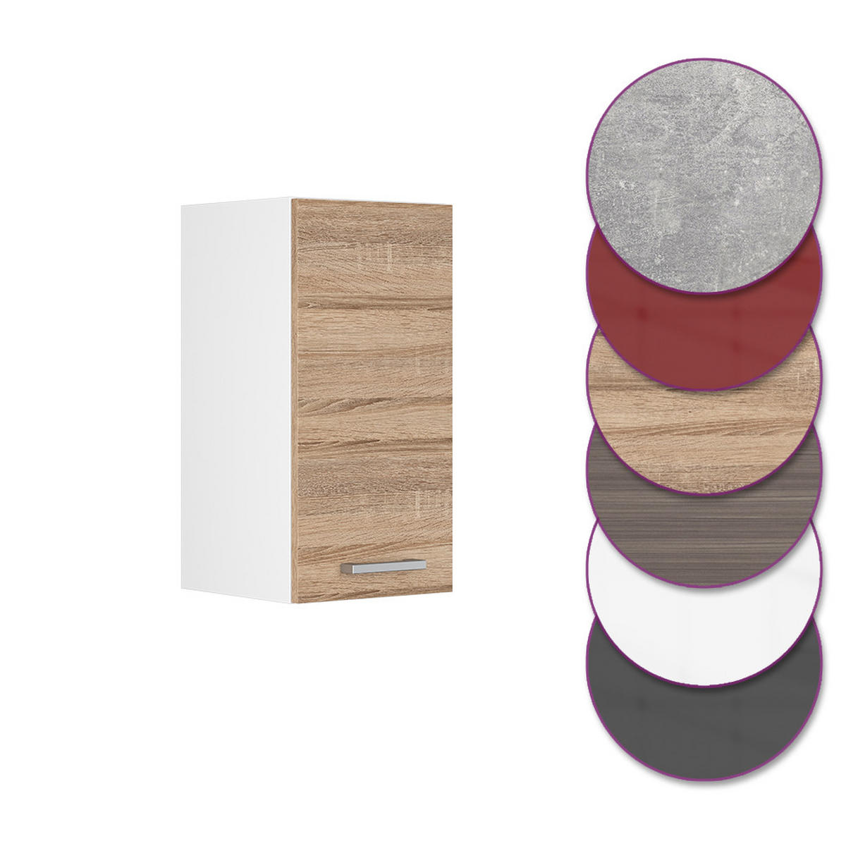 HÄNGESCHRANK R-Line Sonoma 30 cm - Weiß/Sonoma Eiche, Holzwerkstoff (30/60/31cm) - Vicco
