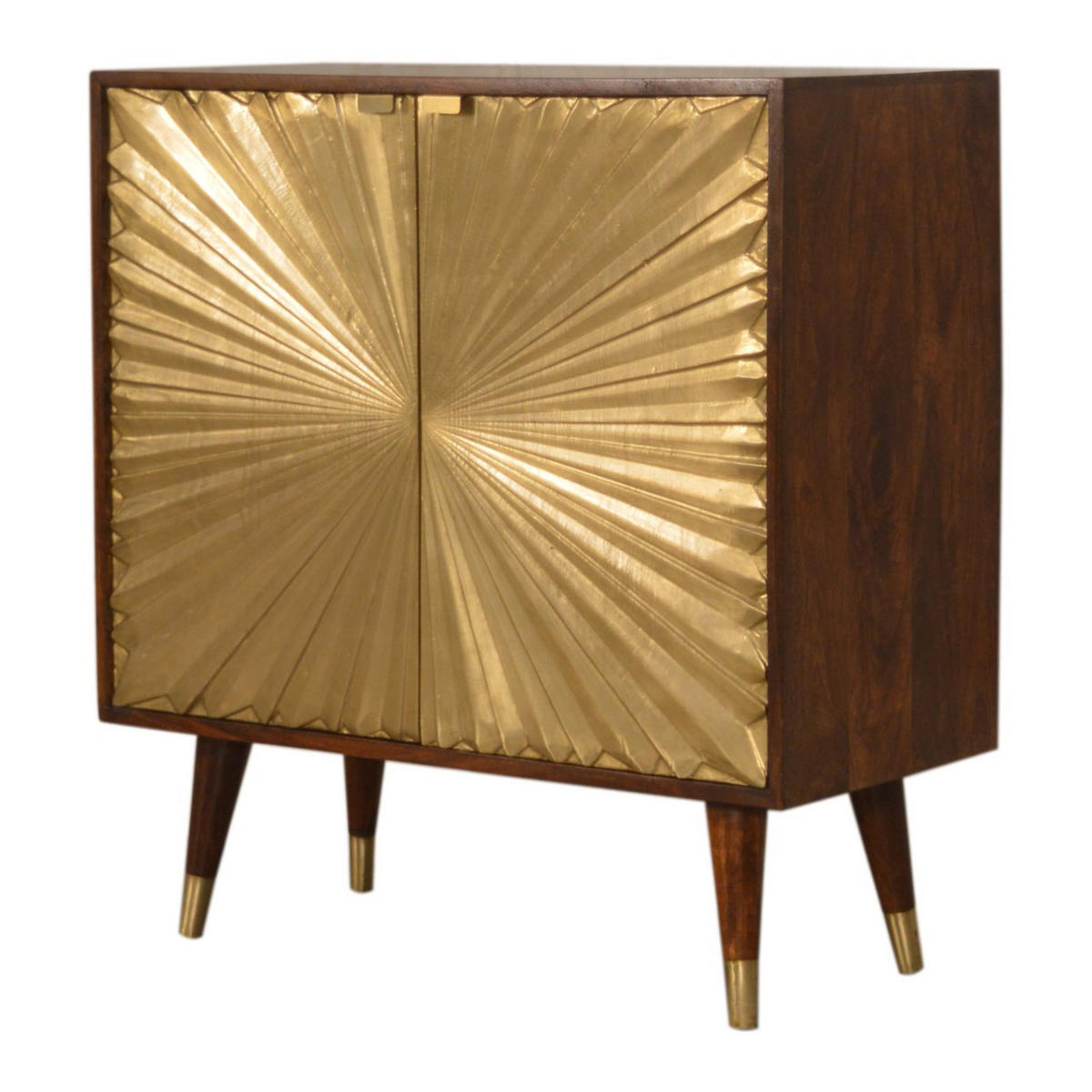 KOMMODE goldfarben, Kastanienholz-Finish - Messingfarben/Braun, Holz/Metall (75/80/35cm) - Artisan Furniture