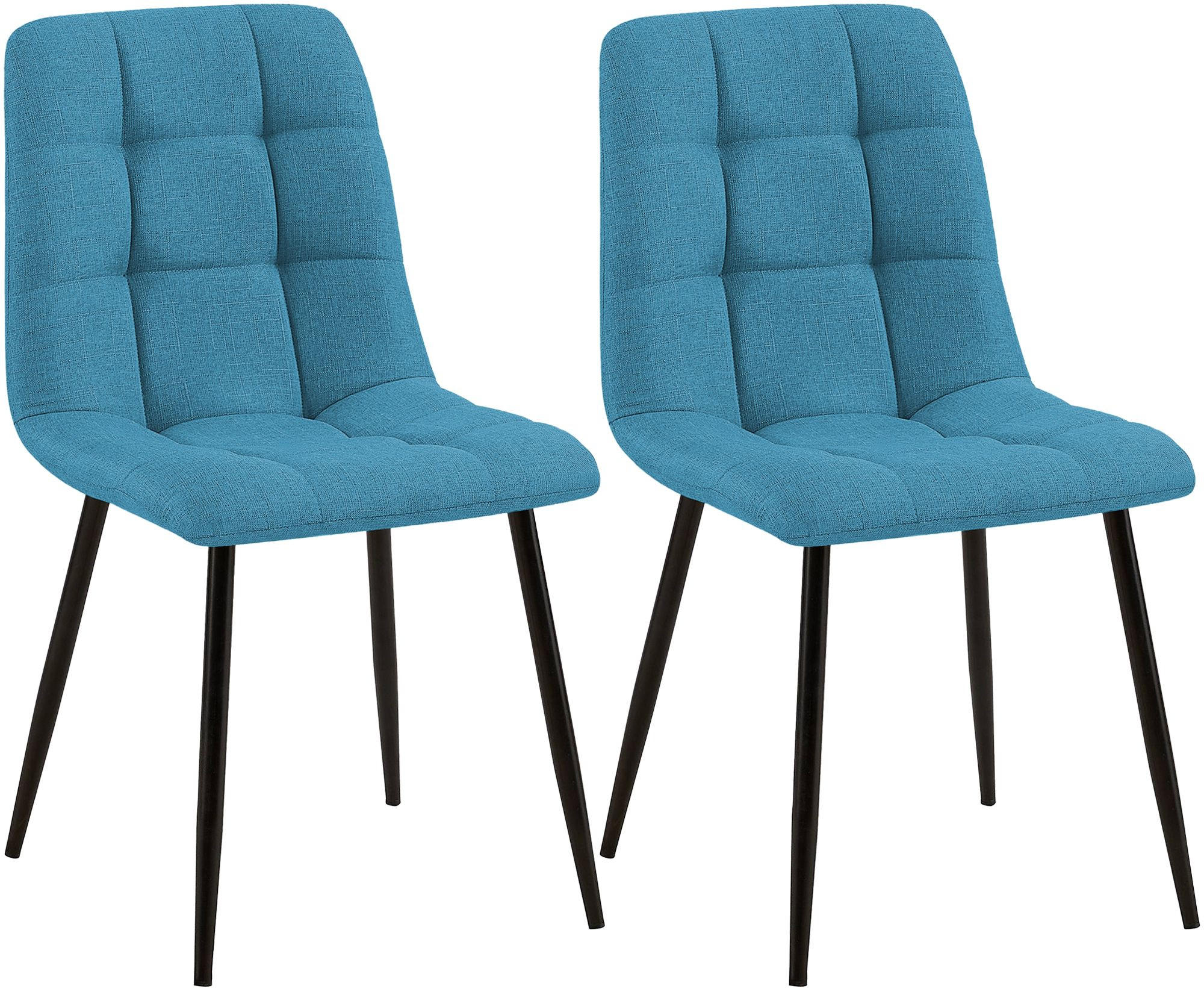 STUHL 2er Set Stoff Hellblau - Schwarz/Hellblau, Textil/Metall (45/84/55cm) - CLP