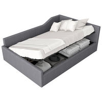 POLSTERBETT 140/200 cm Grau mit Stauraum und Leinenpolsterung - Grau, Holzwerkstoff (140/200cm) - OKWISH
