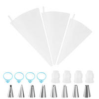 SPRITZBEUTEL Set 3 Stück Baumwolle 8 Tüllen Edelstahl 40/35/30 cm - Weiß, Kunststoff (11/2/11cm)