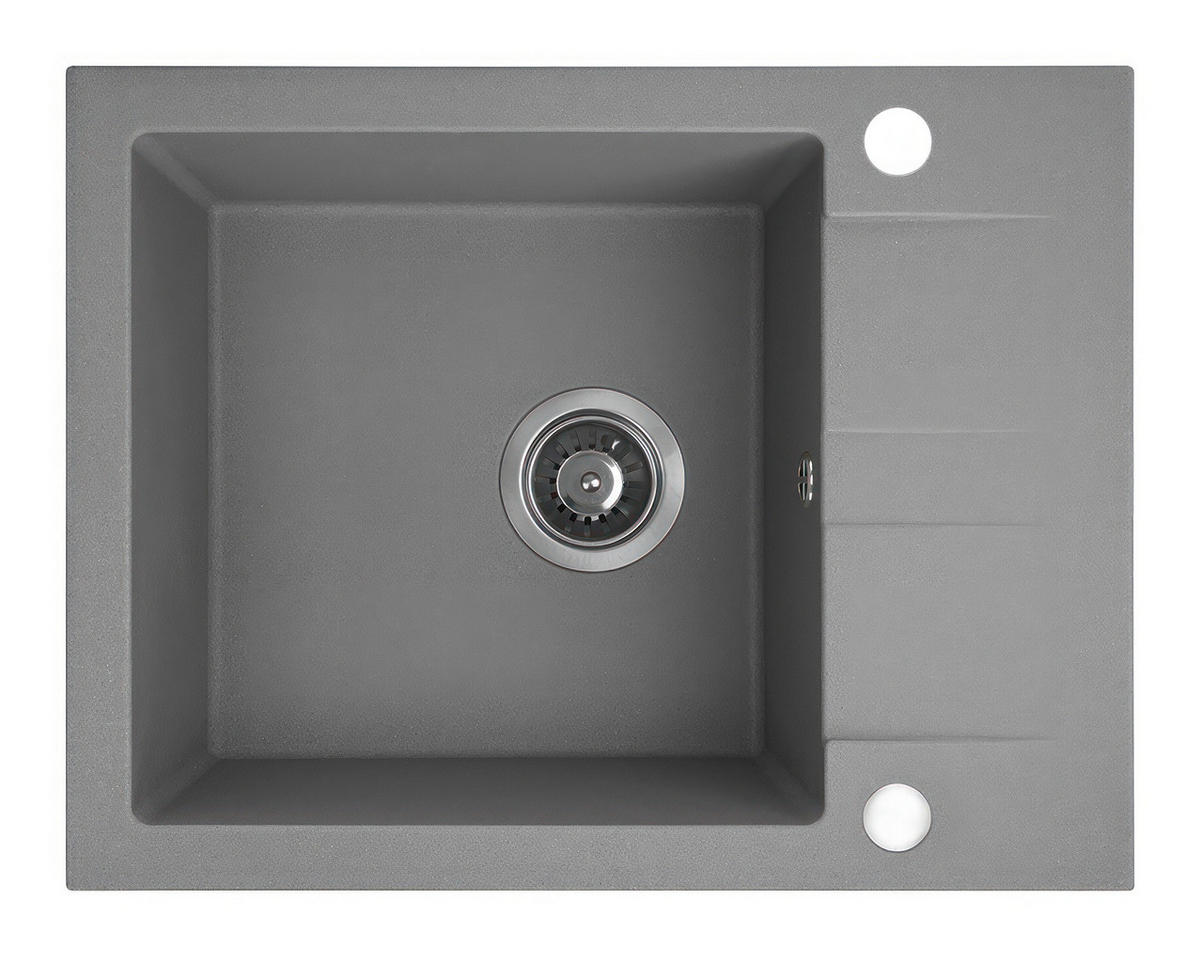 EINBAUSPÜLE Shire Grau, Einzelbecken, 44/56/18,5 cm - Grau, Stein (44/18.5/56cm) - bad land