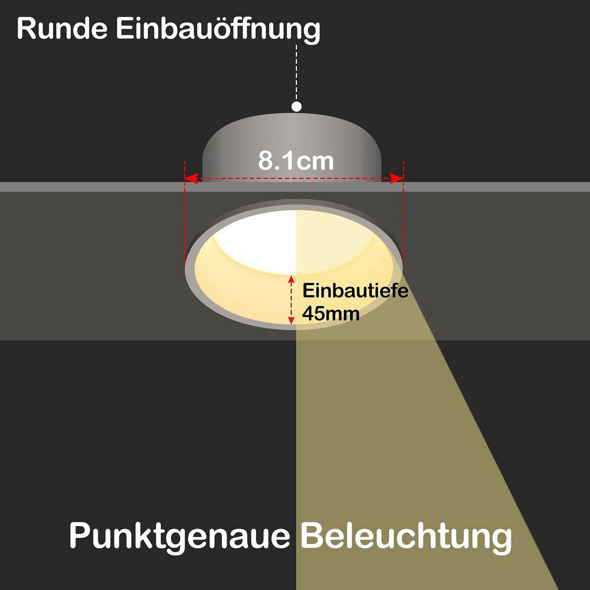 EINBAUSTRAHLER Alaric II 8.1/6.6/4.3cm - Weiß, Metall (8.1/6.6/4.3cm) - Nettlife
