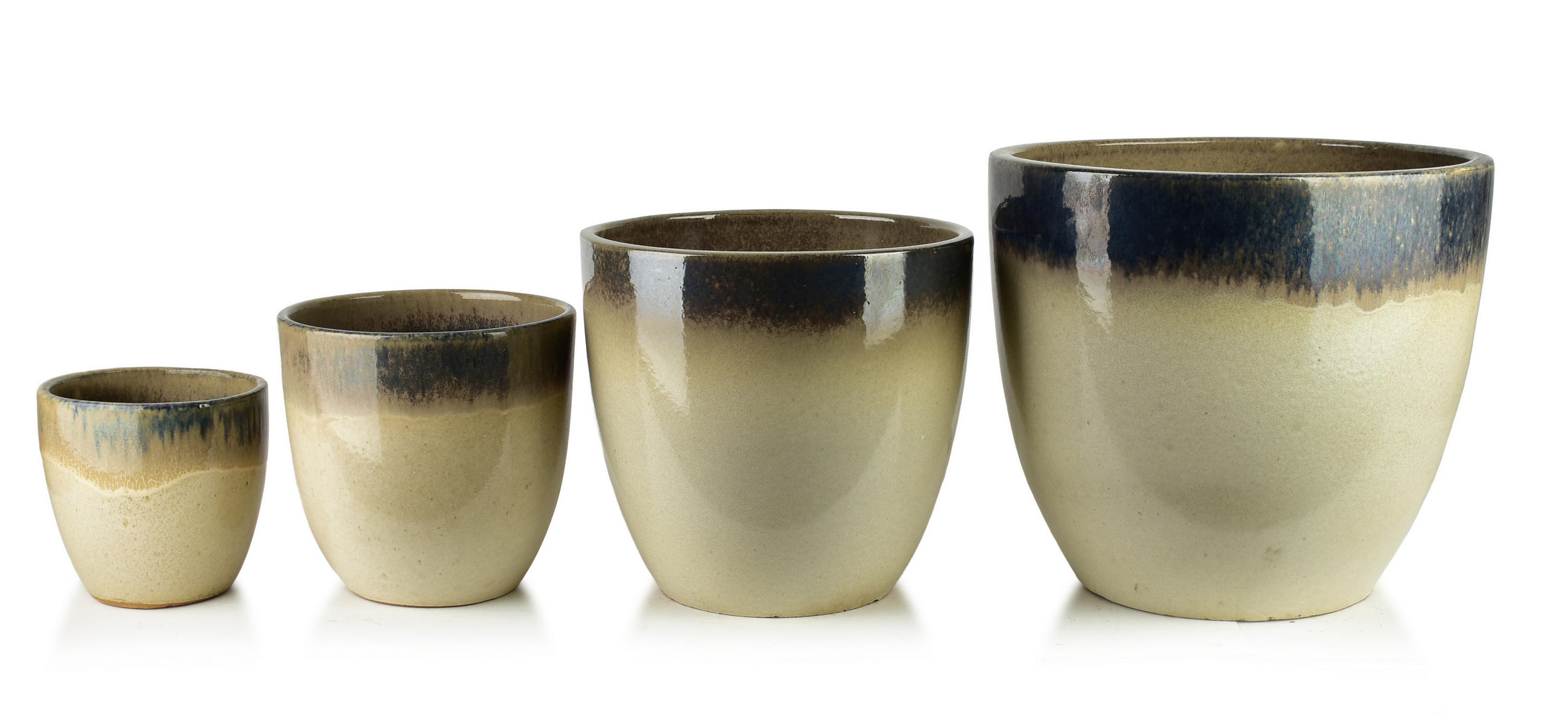 ÜBERTOPF-SET HEVRA 4-tlg Beige Fiberclay - Beige, Keramik (44/42/44cm) - Mondex
