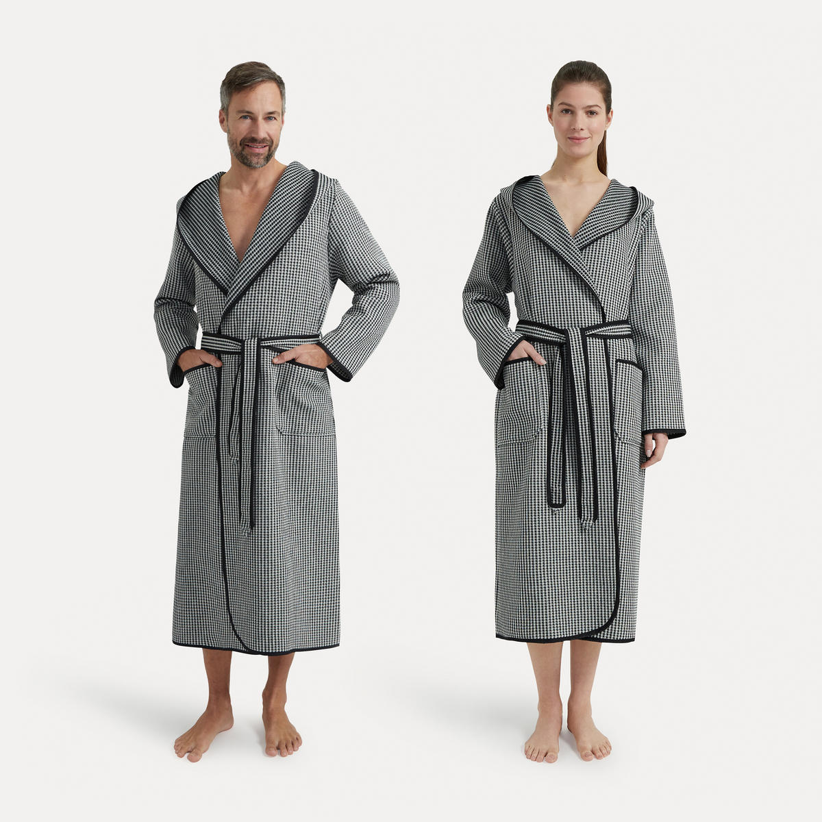 BADEMANTEL MIT KAPUZE NEW HERITAGE - Schwarz/Naturfarben, Textil (Mnull) - MÖVE