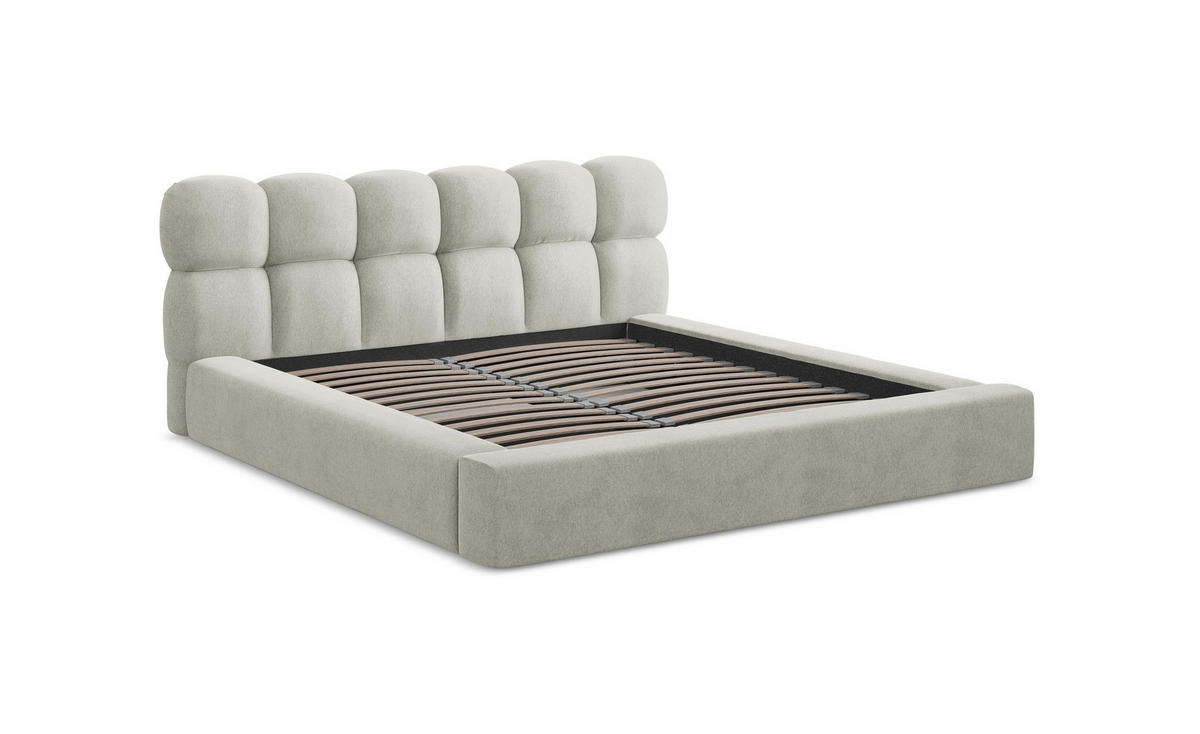 ECKSOFA mit Schlaffunktion links Chenille Stoff Grau - Hellgrau/Schwarz, Kunststoff/Textil (149/210cm) - Makamii