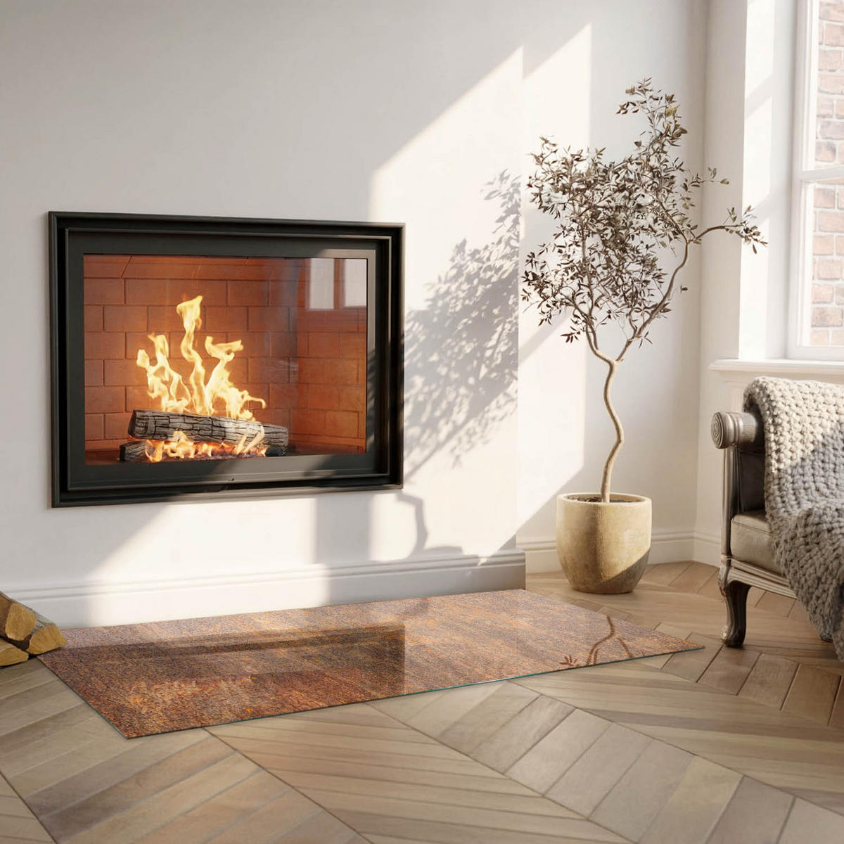 GLASPLATTE für Kamin 125x50 cm - Braun, Glas (125/50/0.4cm) - TULUP