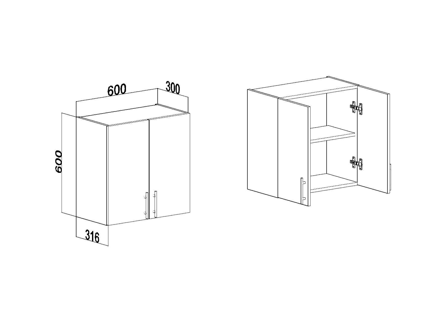 HÄNGESCHRANK G60 2D - Braun, Holzwerkstoff (60/60/31cm) - roe furniture