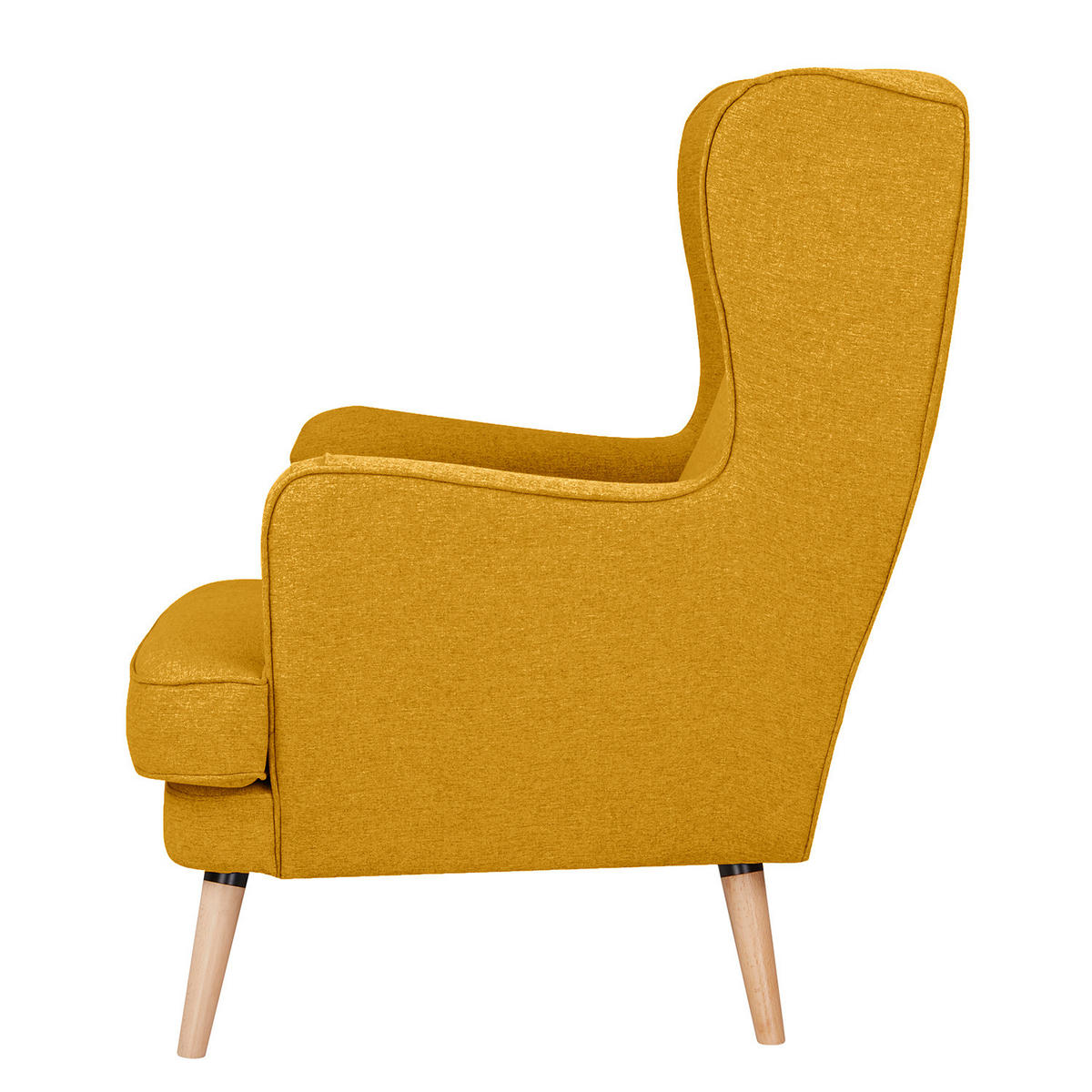OHRENSESSEL - Beige/Gelb, Holz/Birkenholz (73/107/96cm) - home24