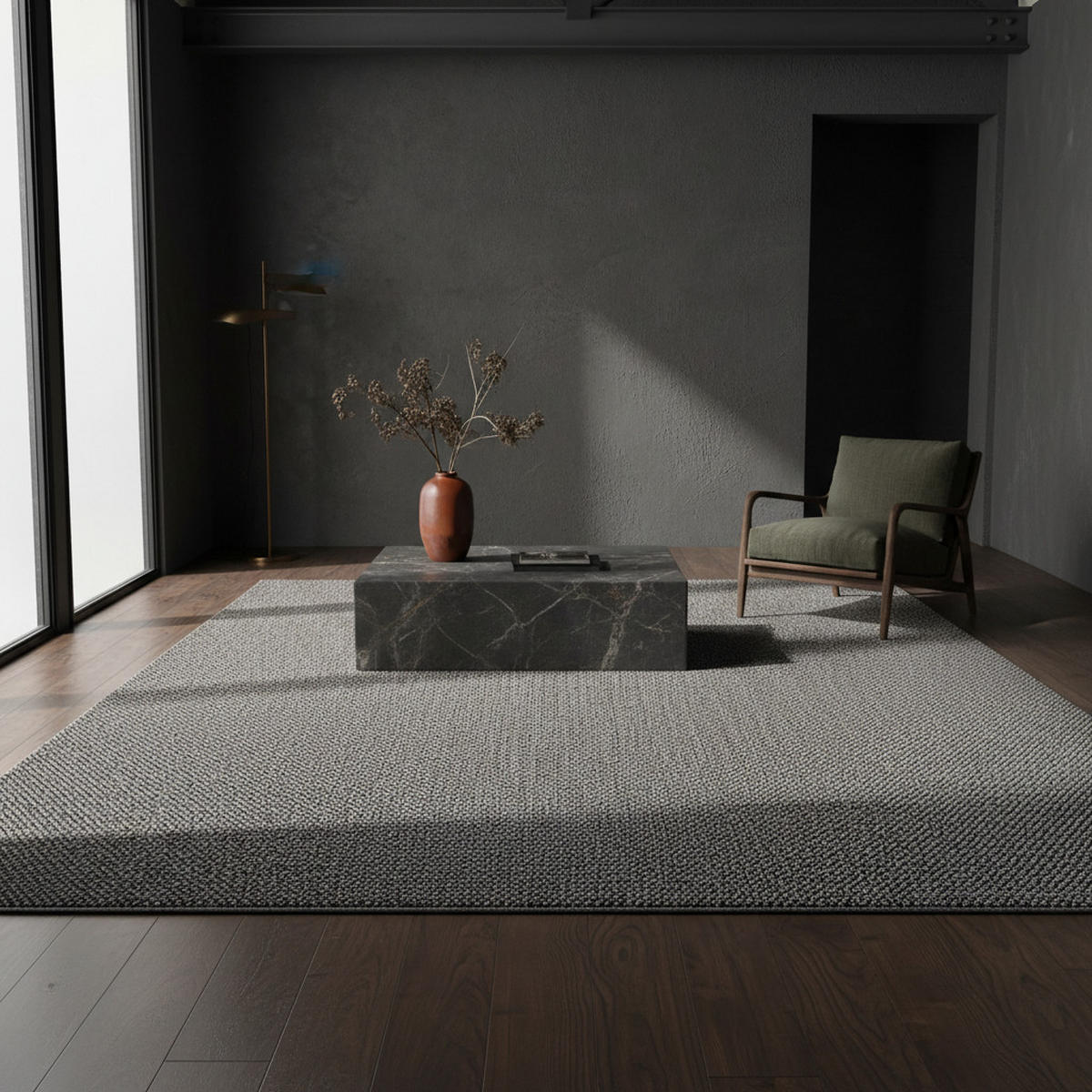 TEPPICH Kurzflor Flachgewebe Uni-Design Polypropylen Wohnzimmer Grau Rechteckig 240x340 - Grau, Textil (240/340cm) - KADIMA DESIGN