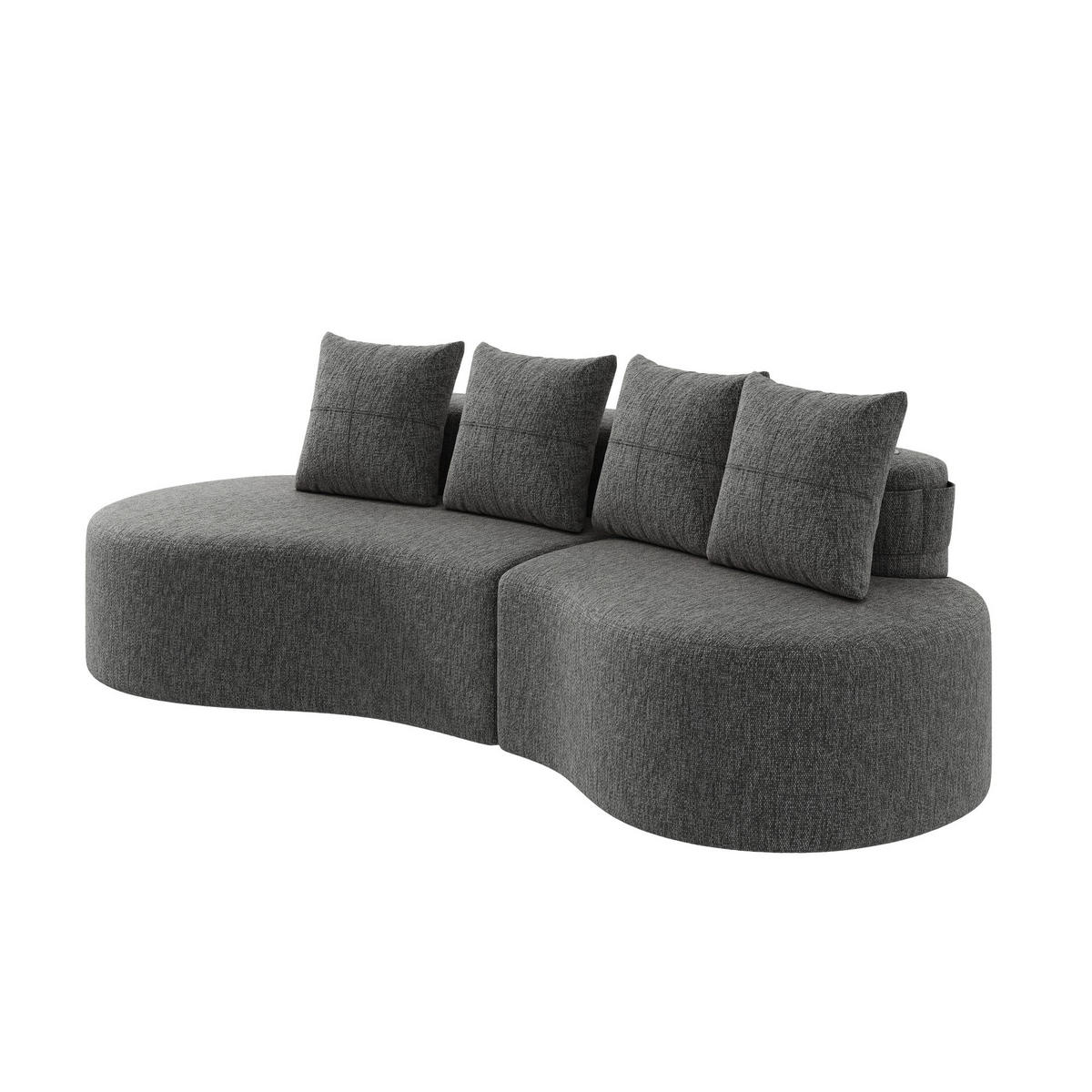 BIGSOFA Loungesofa,3er-Sofa,reich gepolstert,Leinenstoff,Dunkelgrau - Dunkelgrau, Textil (240/63/109cm) - LVHOM