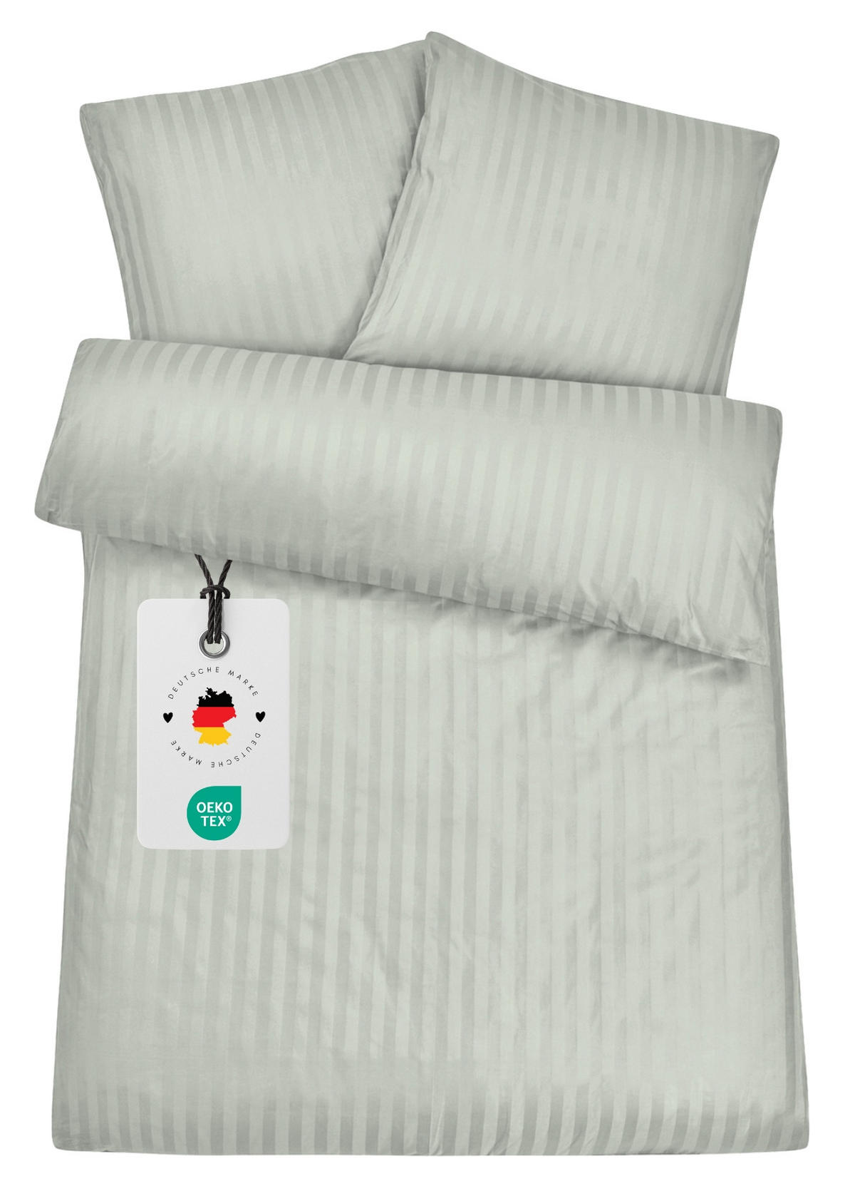 BETTWÄSCHE Damast 135x200 Silber Grau gestreift - Bettbezug aus 100% Baumwolle - Silberfarben, Textil (135/200cm) - Carpe Sonno