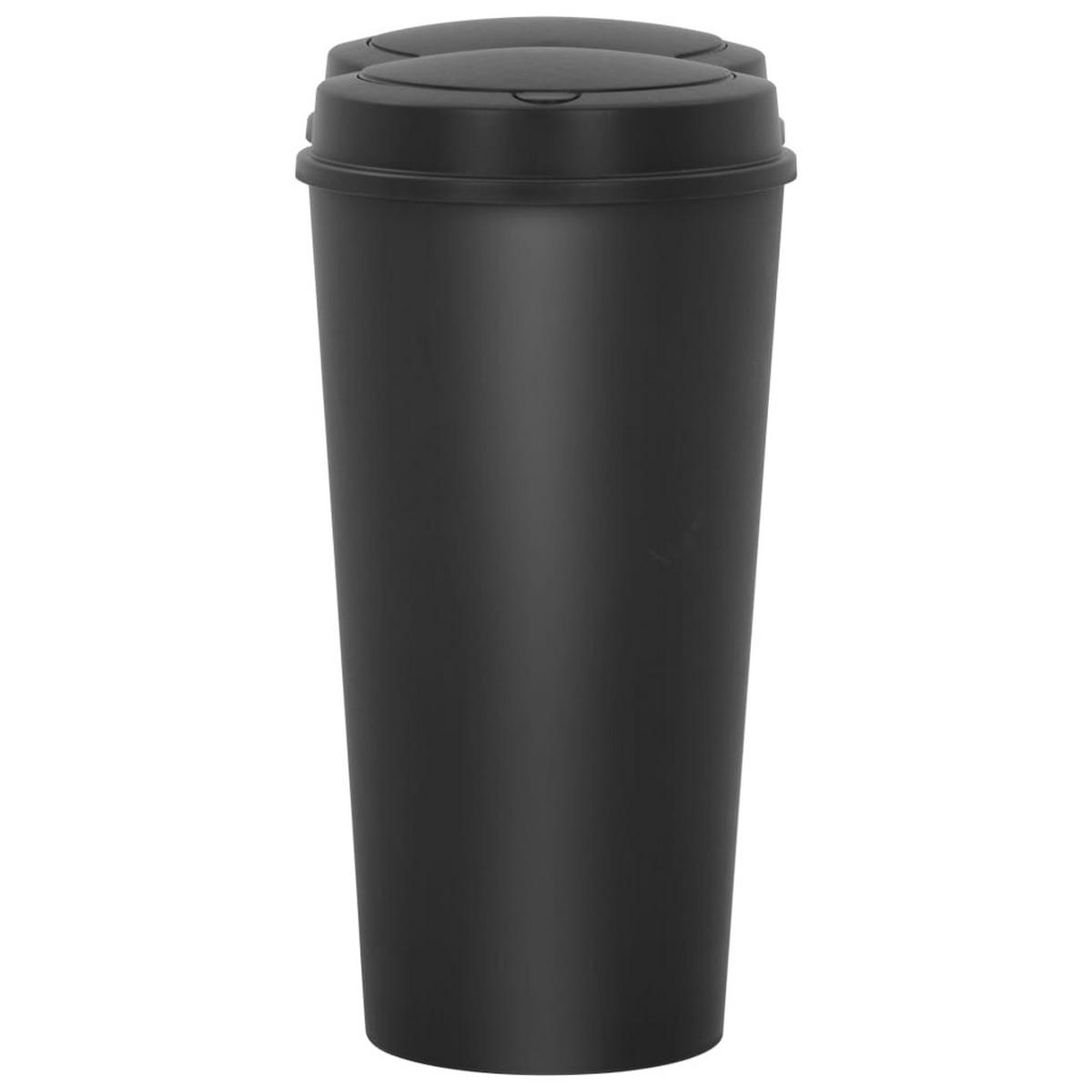MÜLLEIMERMIT 2 Fächer 2x25L Schwarz - Schwarz, Kunststoff (50/53/30cm) - DELUKE