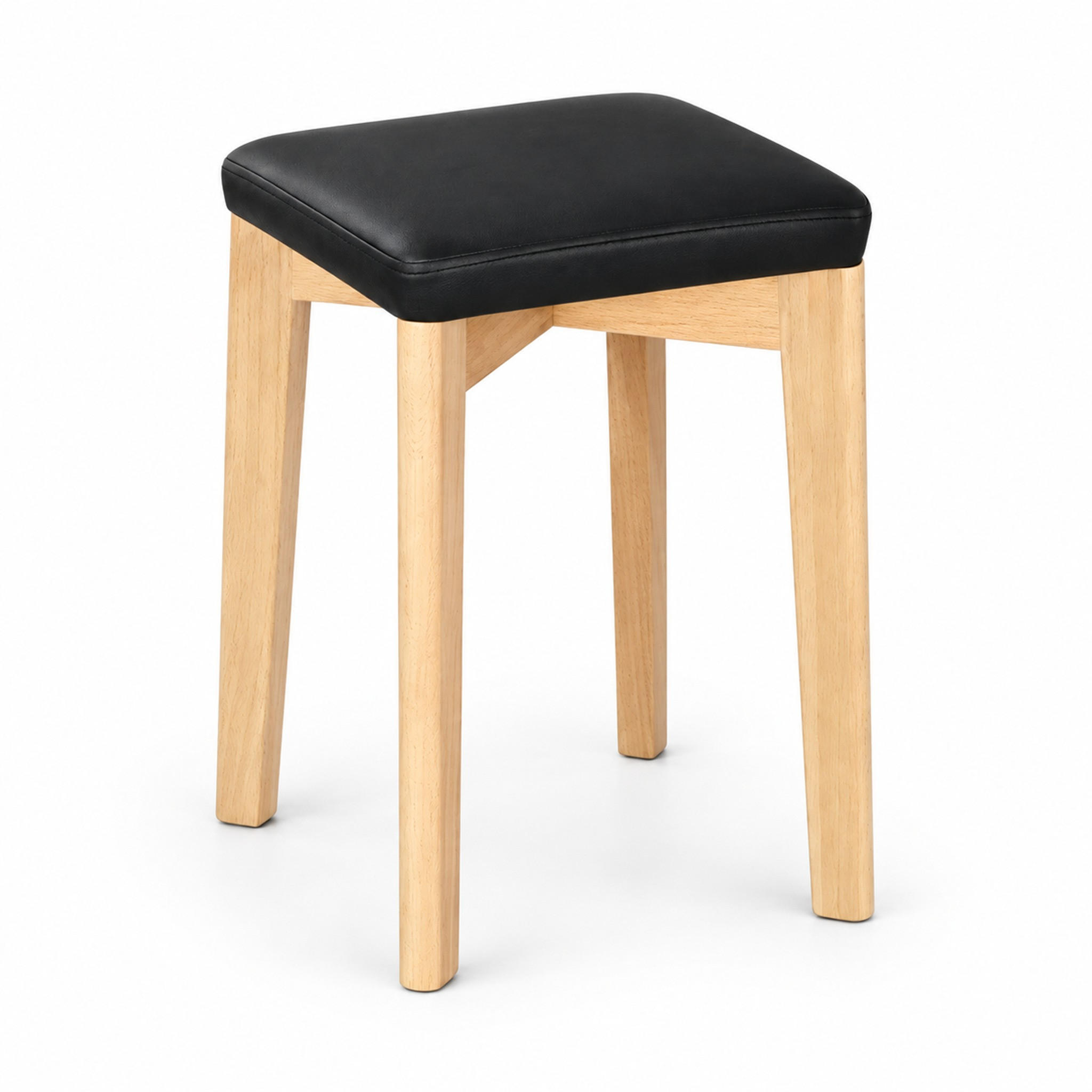 KÜCHENHOCKER 2er-Set 32,5/32,5/47 cm Schwarz mit gepolstertem Sitz - Schwarz, Holz (32.5/47/32.5cm) - MIVRAY