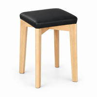 KÜCHENHOCKER 2er-Set 32,5/32,5/47 cm Schwarz mit gepolstertem Sitz - Schwarz, Holz (32.5/47/32.5cm) - MIVRAY