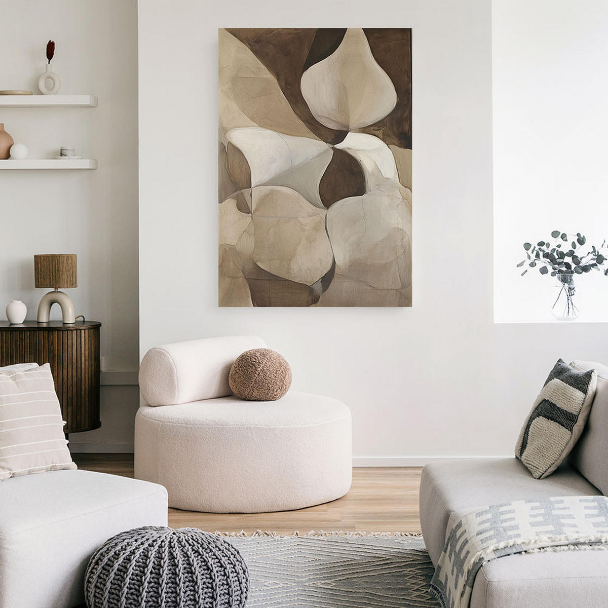 LEINWANDBILD Abstrakte Formen 40x60cm - Braun, Textil (40/60cm) - Feeby