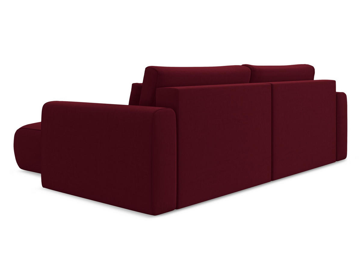 ECKSOFA mit Schlaffunktion Samt Stoff Rot - Bordeaux/Rot, Kunststoff/Textil (240/149cm) - Makamii
