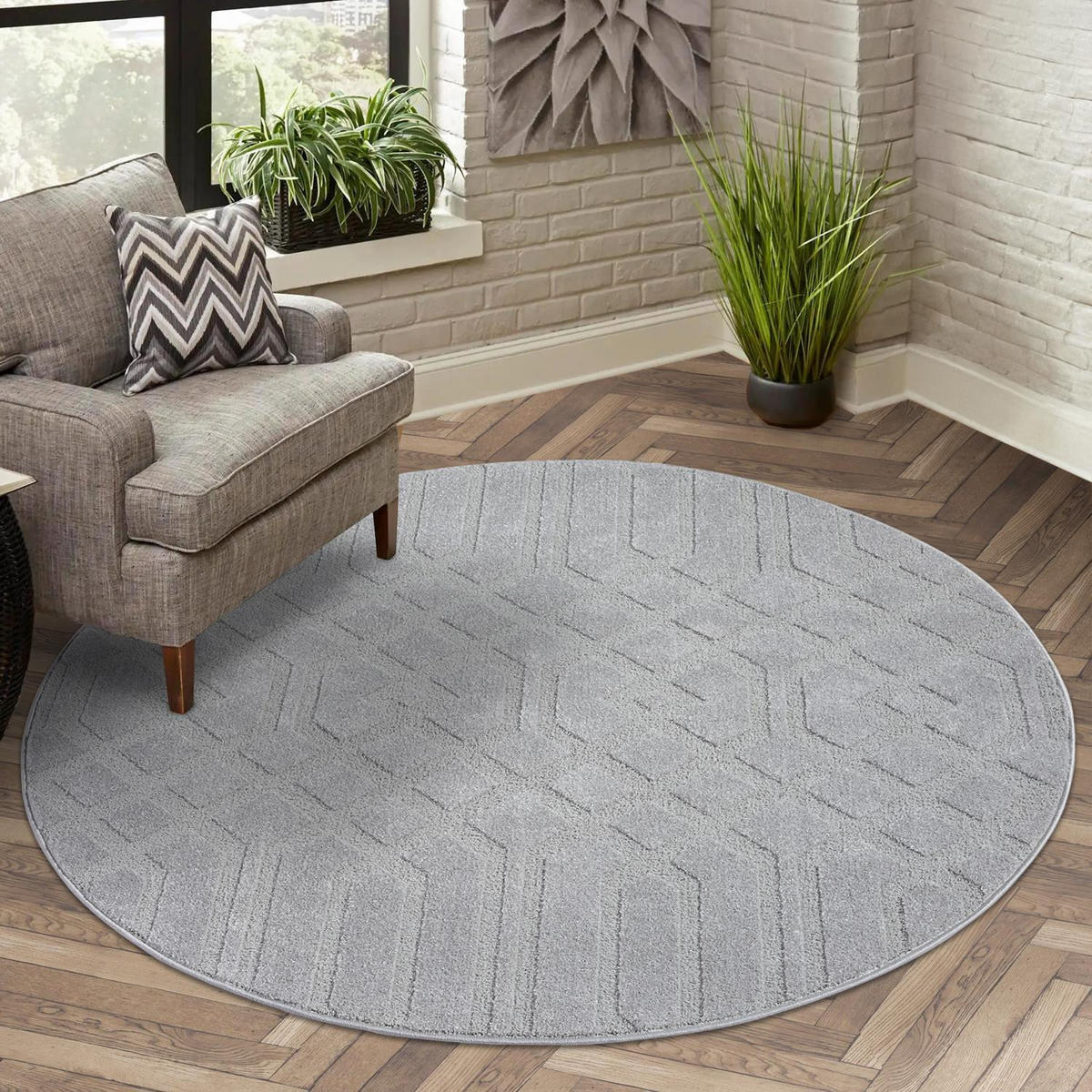 KURZFLOR-TEPPICH Flair 138 Grau 160x160 cm - Grau, Textil (160/160cm) - carpet city