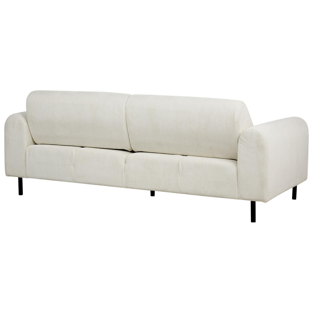 3-SITZER-SOFA Cord cremeweiß Askim - Schwarz/Weiß, Textil (207/87/89cm) - Beliani