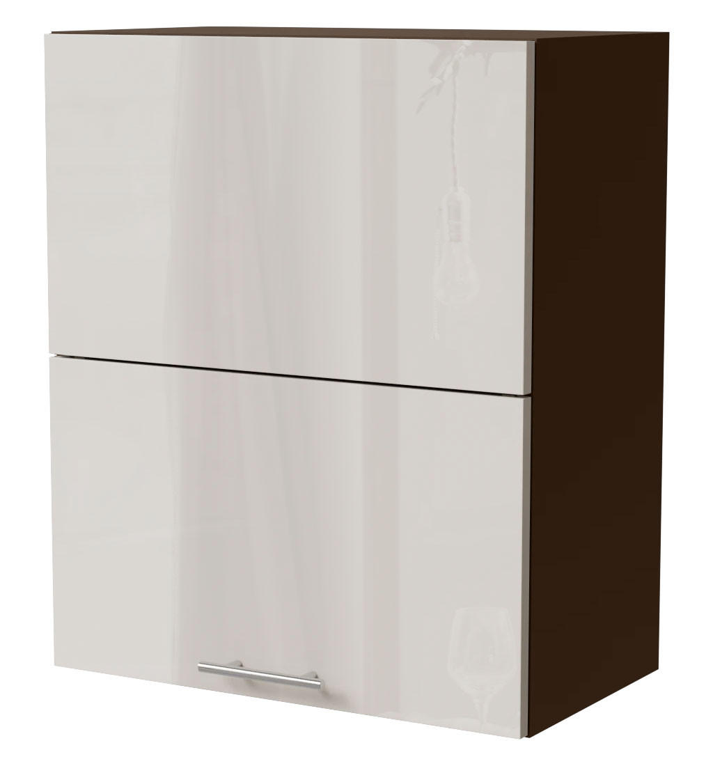 KLAPPHÄNGESCHRANK Brerra W8B/60-AV Lava / RAL 9001 creme Hochglanz 60 / 32,5 / 72cm - Dunkelgrau/Creme, Holz/Holzwerkstoff (60/72/32.5cm) - Feldmann-Wohnen