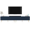 TV-LOWBOARD 2-er Set Elpis Marineblau mit goldenen Metallbeinen 150 cm - Blau/Goldfarben, Holzwerkstoff (300/60.5/36.5cm) - Meble Lindner