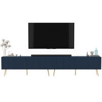 TV-LOWBOARD 2-er Set Elpis Marineblau mit goldenen Metallbeinen 150 cm - Blau/Goldfarben, Holzwerkstoff (300/60.5/36.5cm) - Meble Lindner