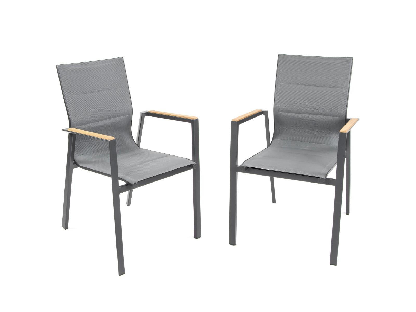 STAPELSTUHL Melbourne Anthrazit 2er-Set mit Armlehnen, 56/61/90 cm - Grau, Kunststoff (80/175/120cm) - Green Spirit