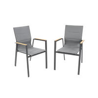STAPELSTUHL Melbourne Anthrazit 2er-Set mit Armlehnen, 56/61/90 cm - Grau, Kunststoff (80/175/120cm) - Green Spirit