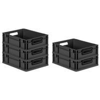 EUROBOX 5x NextGen Color 12x30x40 cm 11 Liter Griffe schwarz offen, Schwarz - Anthrazit/Schwarz, Kunststoff (30/12/40cm) - PROREGAL