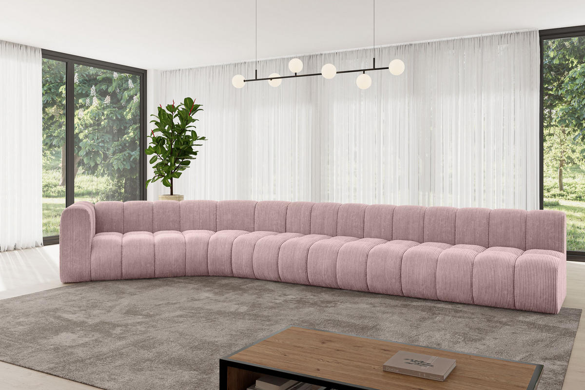 ECKSOFA modulares Sofa Karex-L3 - 490x194x70 cm Rosa - Rosa, Holzwerkstoff/Textil (490/194cm) - ALTDECOR