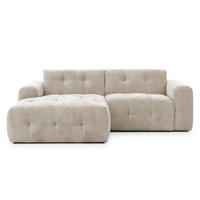 ECKSOFA mit Ottomane links, raffinierten Steppungen, Wellenunterfederung, B234/T161/H79 cm, Chenille-Bezug in Sand Grau / 21038 - Sandfarben/Greige, Kunststoff/Textil (234/79/161cm) - luma-home