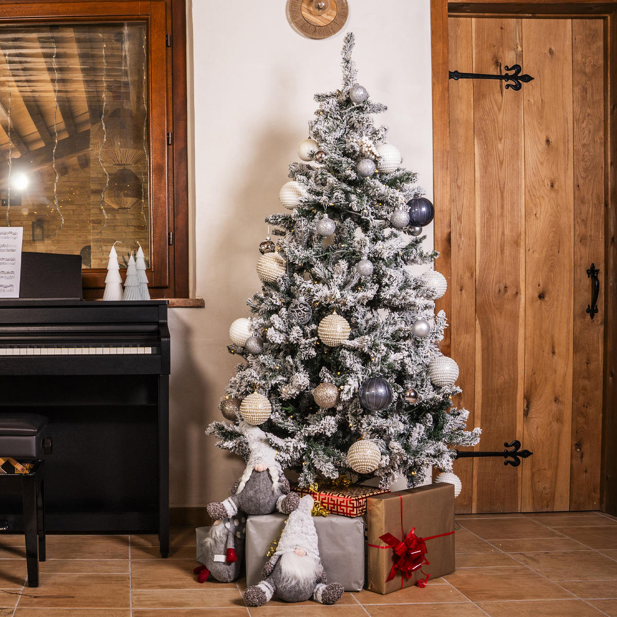 WEIHNACHTSBAUM MIT LICHTERN Weiß 122/122/210 cm - Weiß, Kunststoff (210cm) - Mobili Rebecca