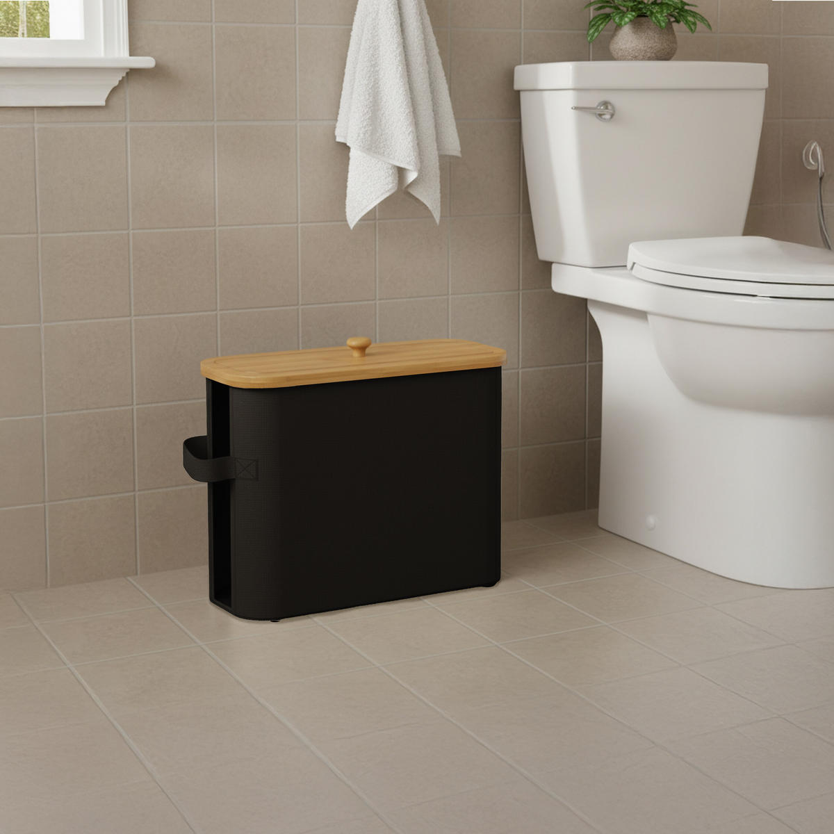 TOILETTENPAPIER-AUFBEWAHRUNG - Schwarz, Holz/Kunststoff (45/33/16cm) - Relaxdays