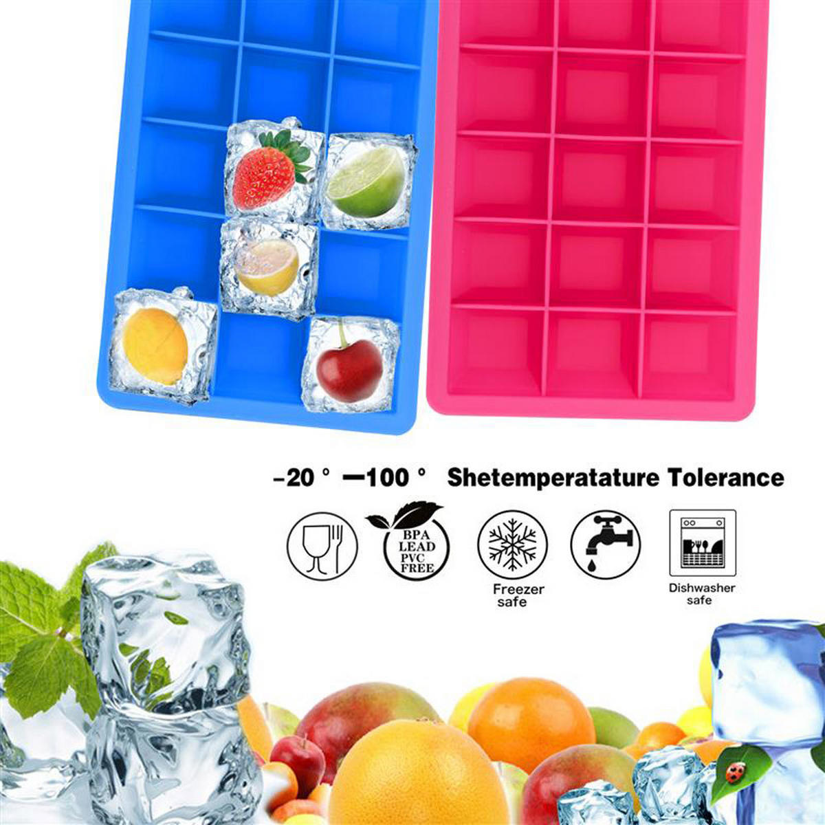 EISWÜRFELFORM 2er Set - Blau, Kunststoff (13/2.5/18cm) - Intirilife