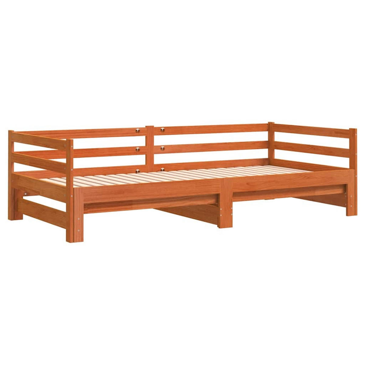 TAGESBETT Ausziehbar Wachsbraun 80/200 Cm Massivholz Kiefer - Braun, Holz (80/200cm) - vidaXL