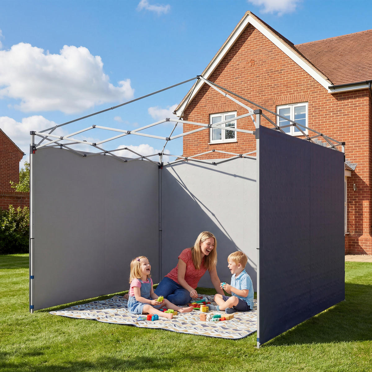 SEITENTEILE-FÜR-PAVILLON 3er Set Oxford-Gewebe Blau - Dunkelblau, Textil (200/1/300cm) - Outsunny