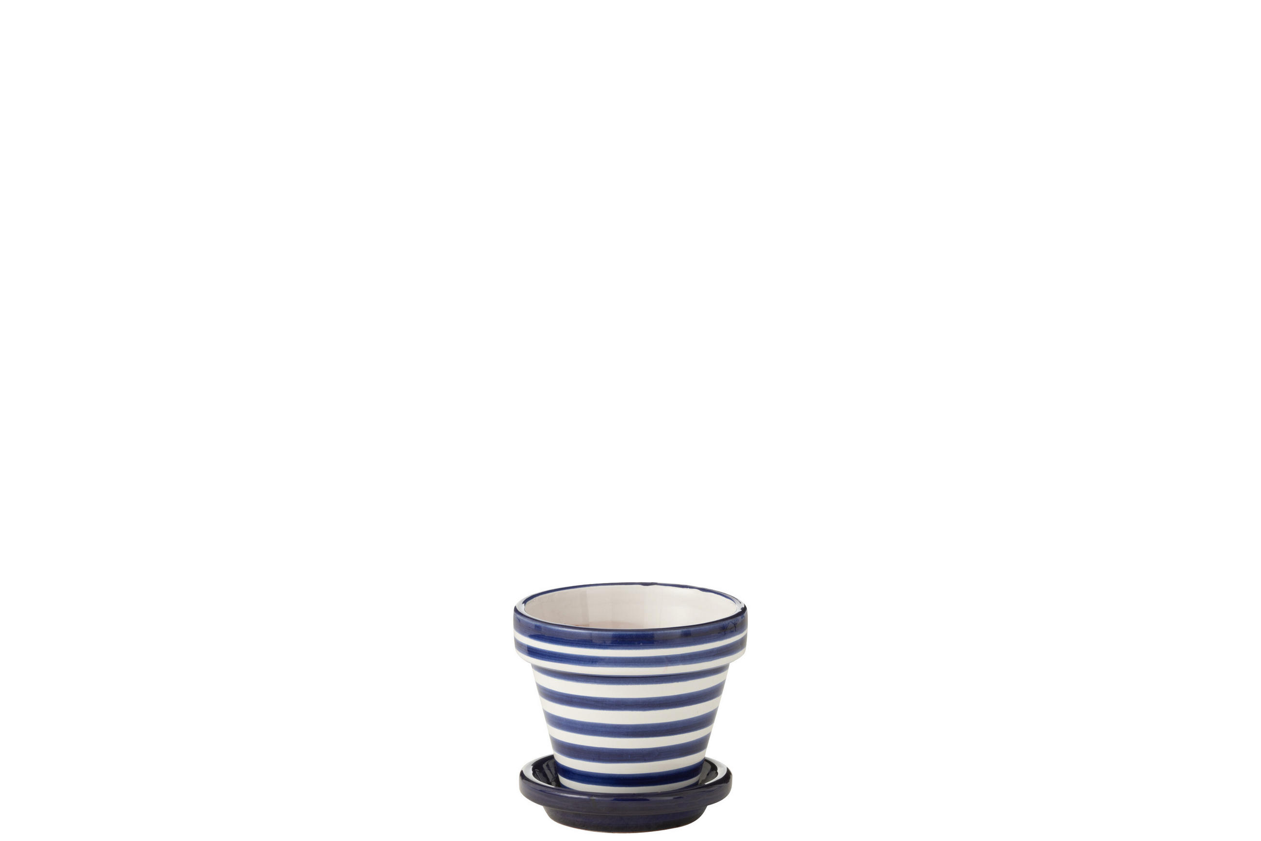 BLUMENTOPF GRANADA STRIPES - Töpferei - Blau - XS - Ø 17 cm - Multicolor, Keramik (17/15cm) - J-Line