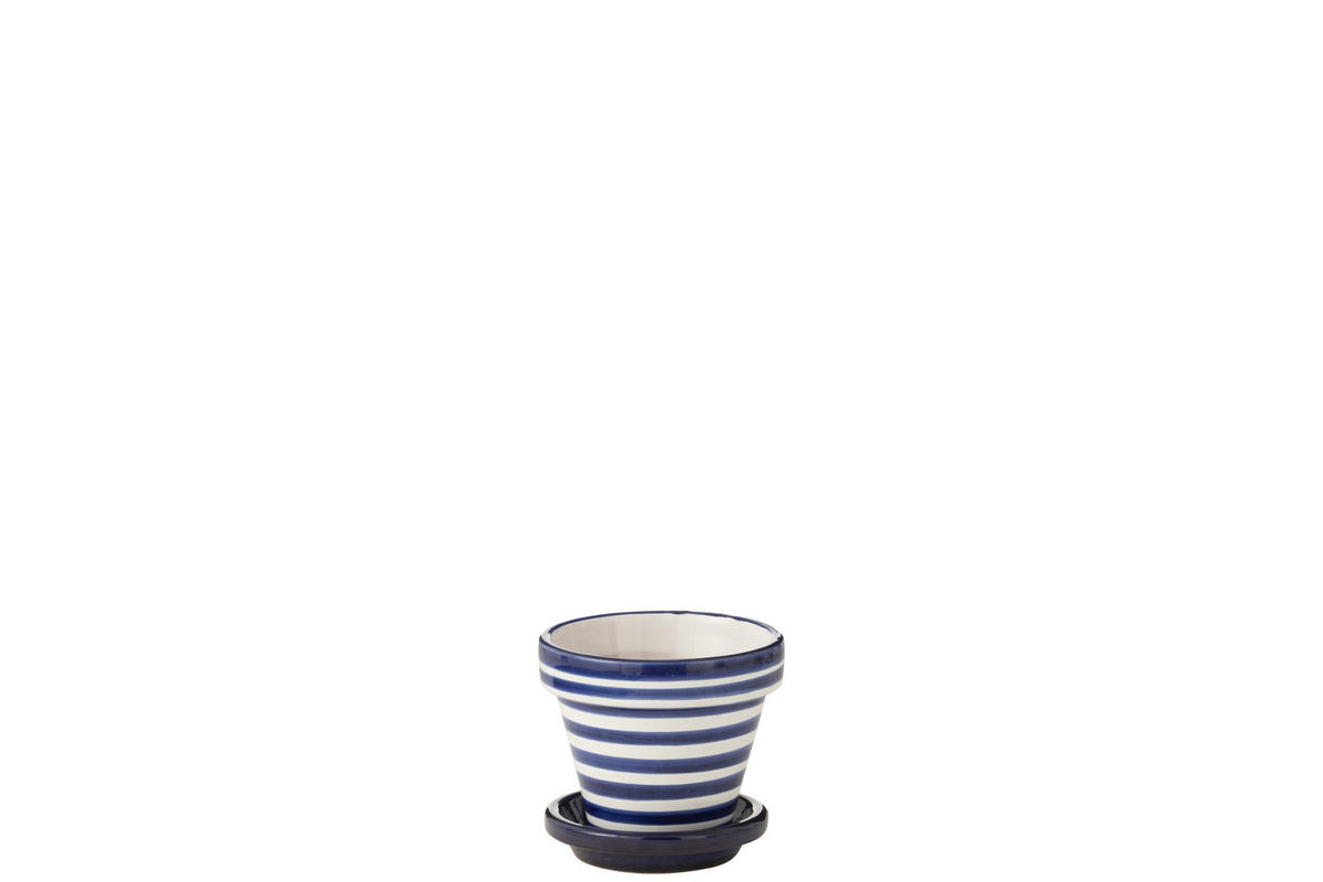 BLUMENTOPF GRANADA STRIPES - Töpferei - Blau - XS - Ø 17 cm - Multicolor, Keramik (17/15cm) - J-Line