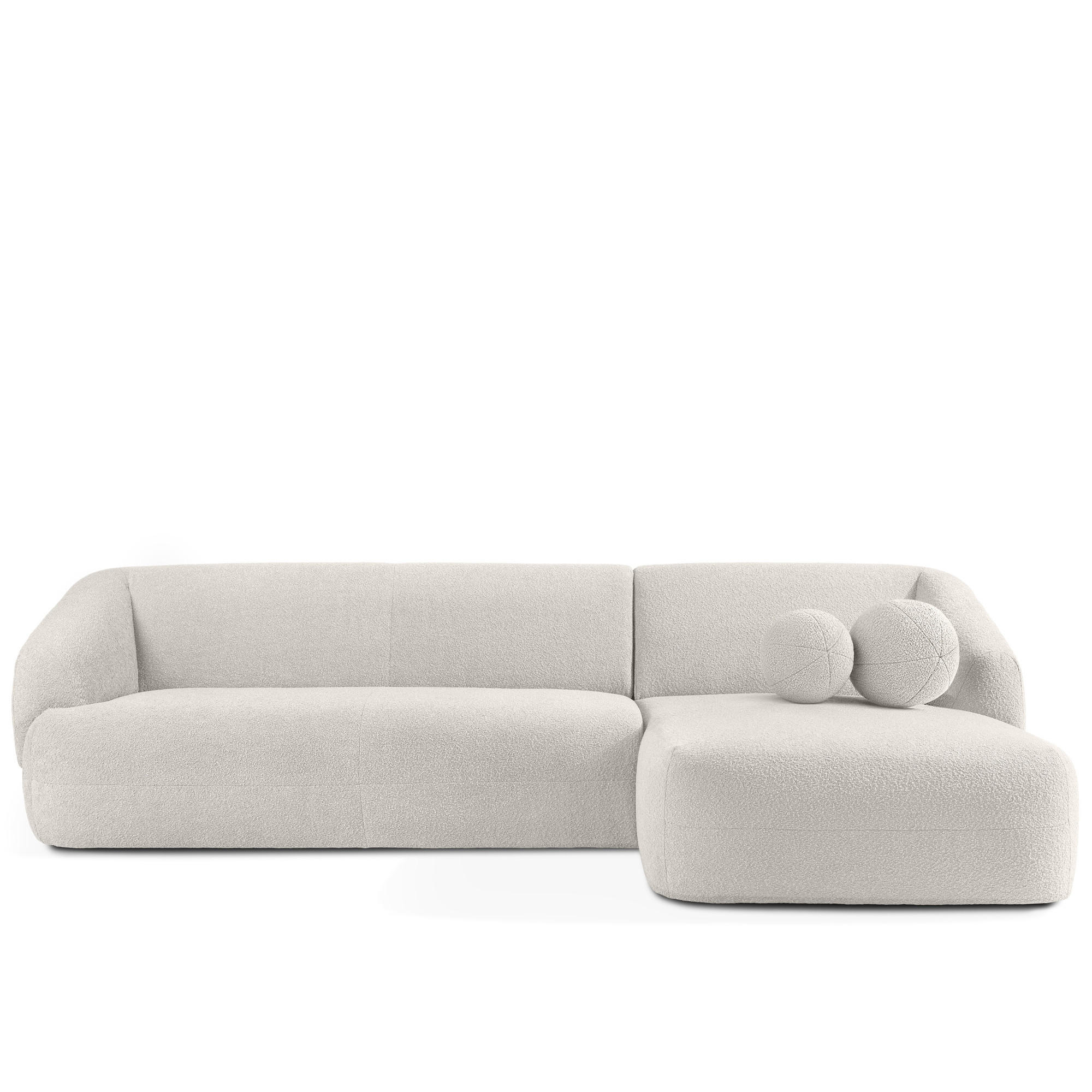 ECKSOFA RECHTS VIRA, Weiß, Bouclé - Schwarz/Weiß, Holz/Holzwerkstoff (300/160cm) - KONSIMO®