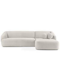 ECKSOFA RECHTS VIRA, Weiß, Bouclé - Schwarz/Weiß, Holz/Holzwerkstoff (300/160cm) - KONSIMO®