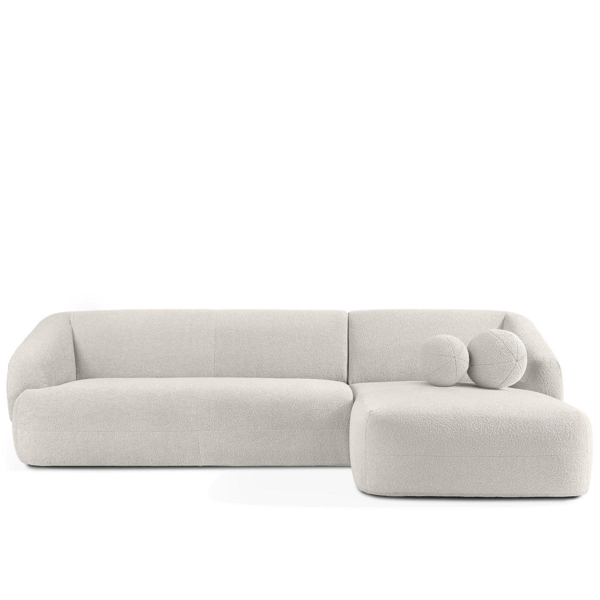 ECKSOFA RECHTS VIRA, Weiß, Bouclé - Schwarz/Weiß, Holz/Holzwerkstoff (300/160cm) - KONSIMO®