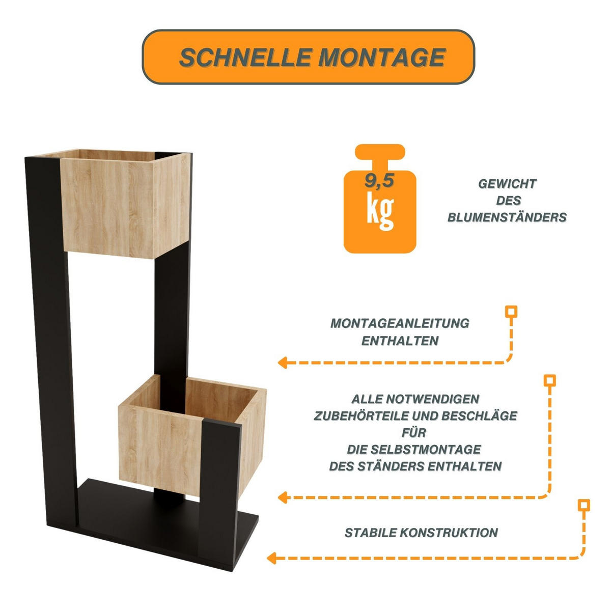 BLUMENSTÄNDER Duo 2 - Sonoma Eiche, Holzwerkstoff (23/98/49cm) - RAUMHIRSCH FURNITURE