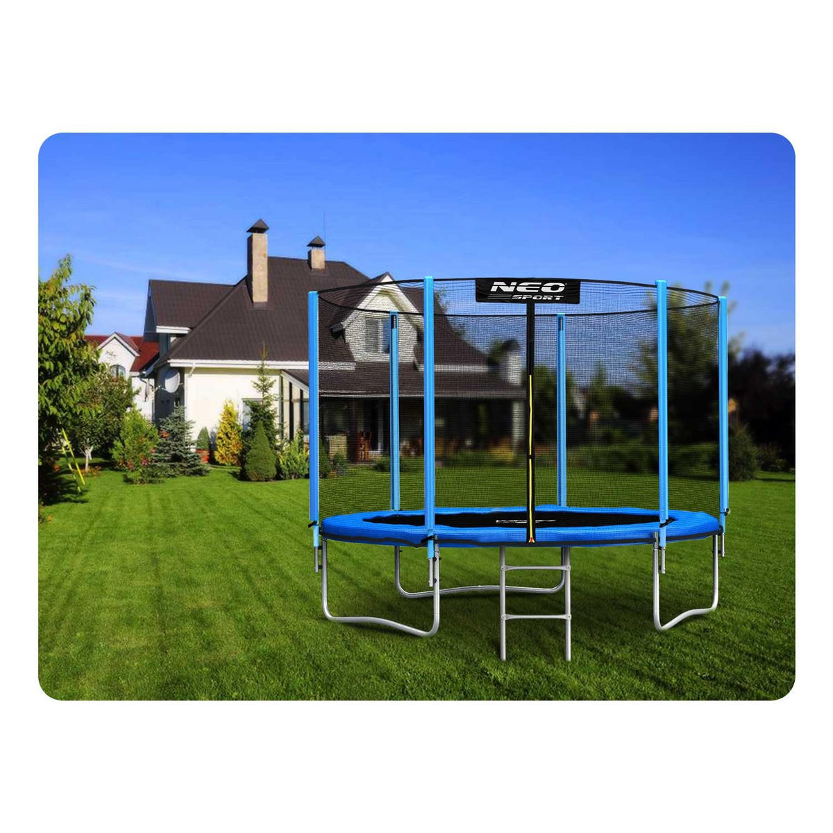 GARTENTRAMPOLIN 6 ft/183 cm mit Außennetz und Leiter - Blau, Metall (183/183cm)