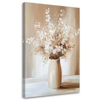 LEINWANDBILD Beiger Blumenstrauß in einer Vase 60x90cm - Beige, Textil (60/90cm) - Feeby